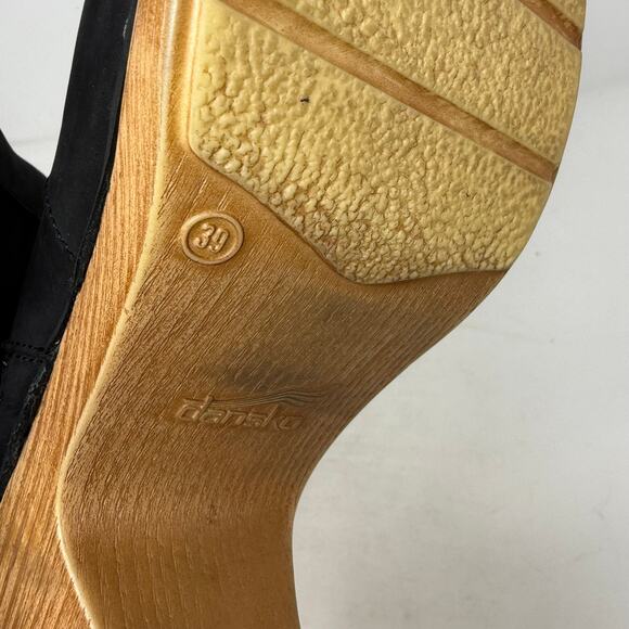 Dansko Black Leather Ankle Boots Maria Size 39 Comfort Block Heel Side Zip Clogs - Picture 13 of 15